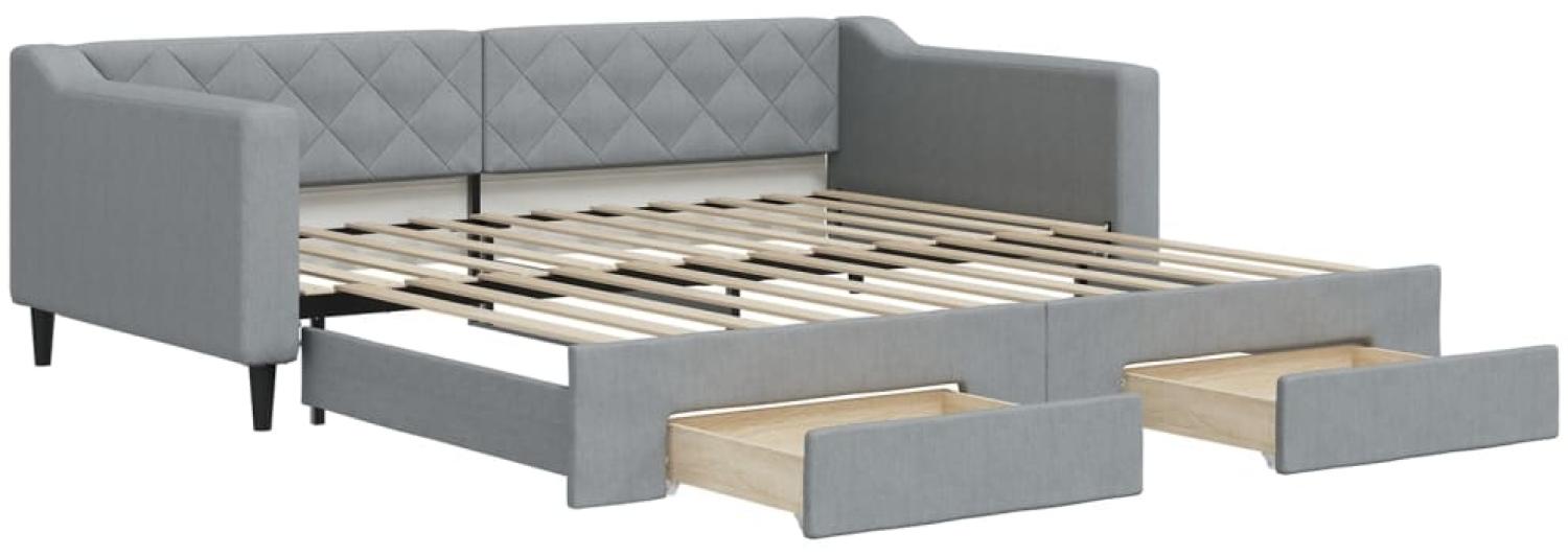 vidaXL Tagesbett Ausziehbar mit Schubladen Hellgrau 100x200 cm Stoff 3197467 Bild 1