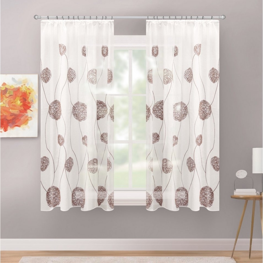 Delindo Lifestyle Gardine Serie Monique (2 St), Kräuselband, halbtransparent, Voile, Store mit dezenter Stickerei Bild 1