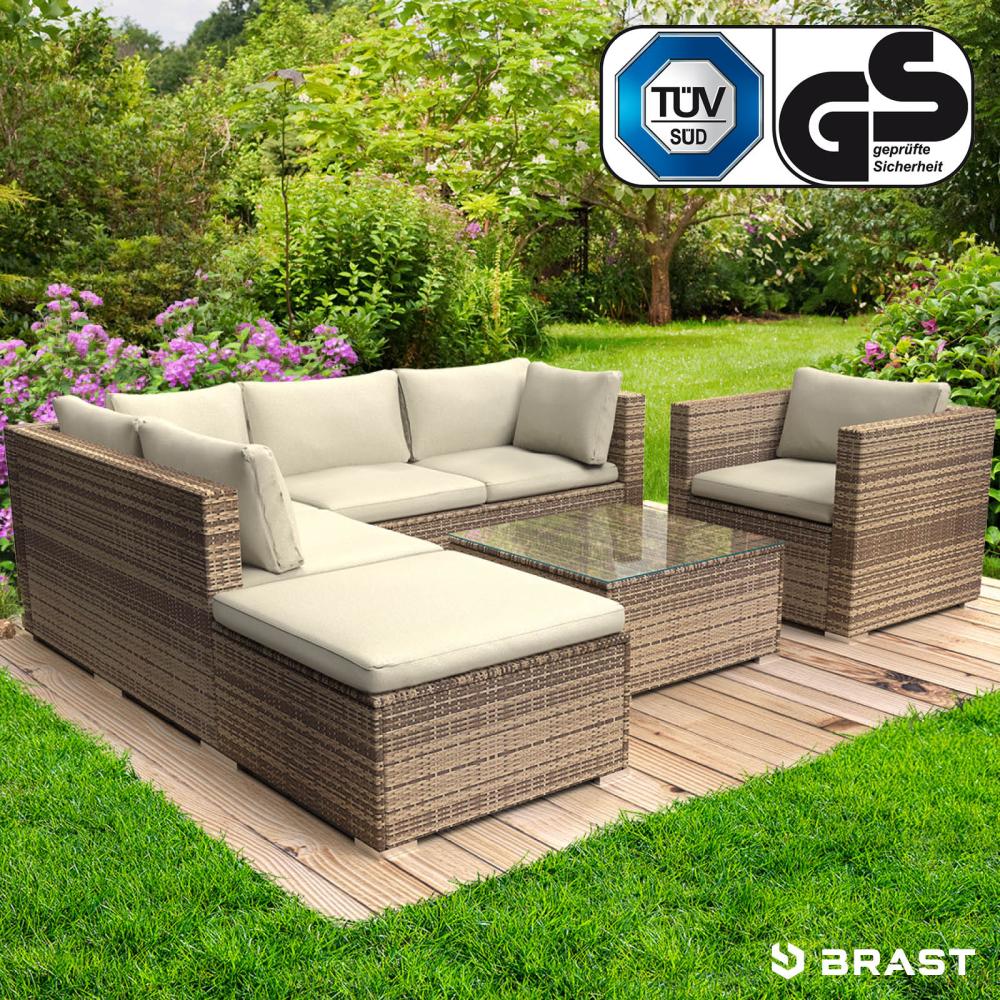 BRAST Gartenmöbel Lounge Sofa Couch Set Cosy Braun Poly-Rattan für 5 Personen Bild 1