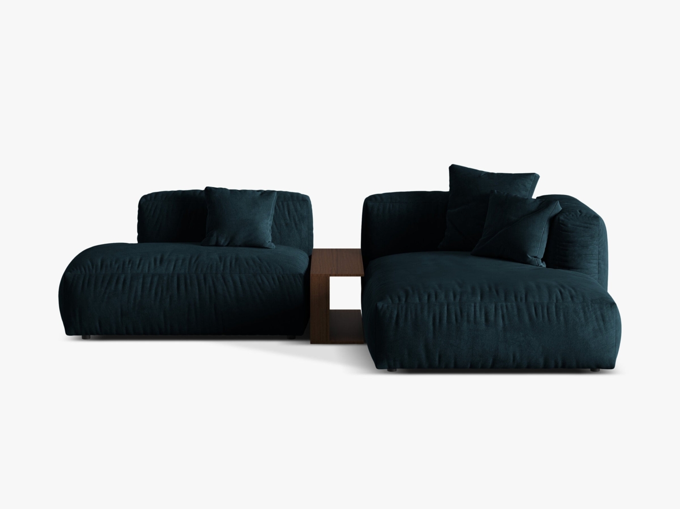 Micadoni Ecksofa Martina 2-Sitzer mit Couchtisch Samt Tiefes Petrol Rechts Bild 1