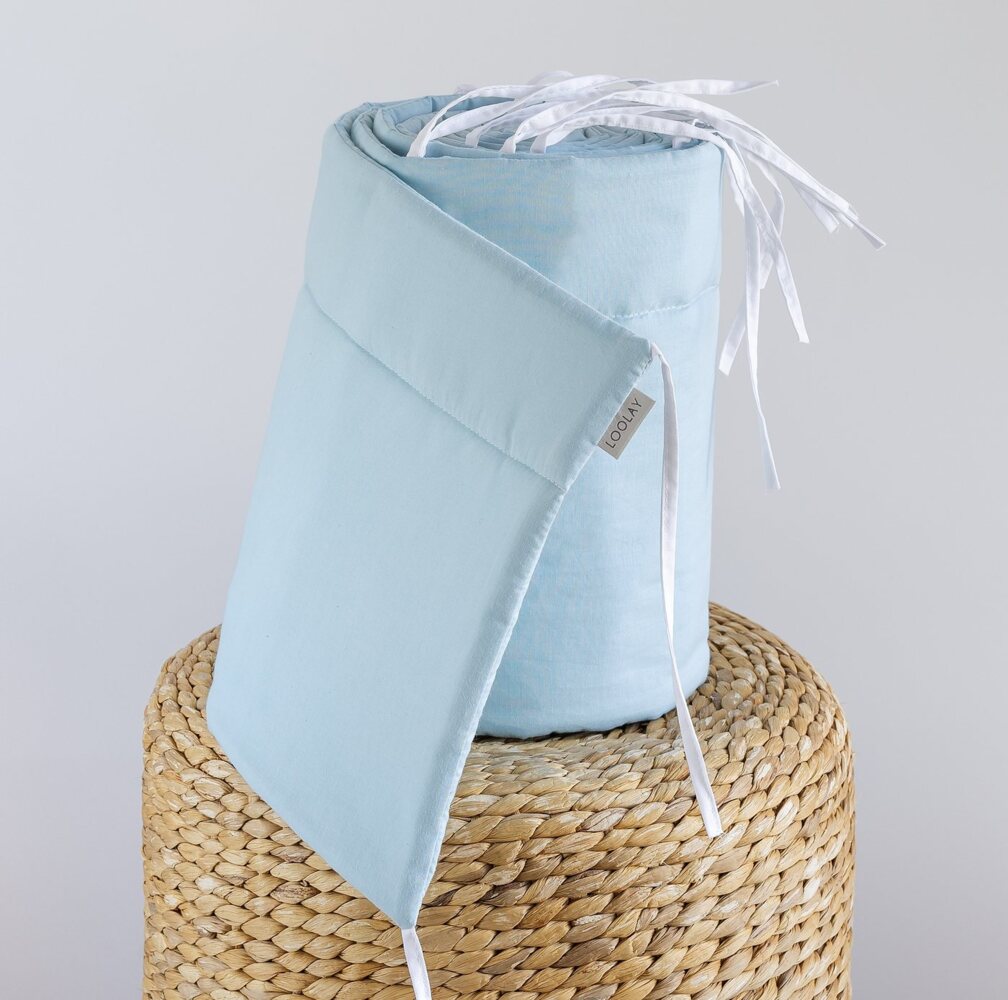 Loolay Bettnestchen HELLBLAU Blau Baumwolle Atmungsaktives Babybett Nestchen BETTUMRANDUNG, (Himmelblau GESCHENK Ausstattung für Neugeborene Babybett 140x70 o. 120x60 cm mit Sprossen, Umrandung Kopfschutz Bett Schutz Bettschlange 420, 360, 210, 180x30c... Bild 1