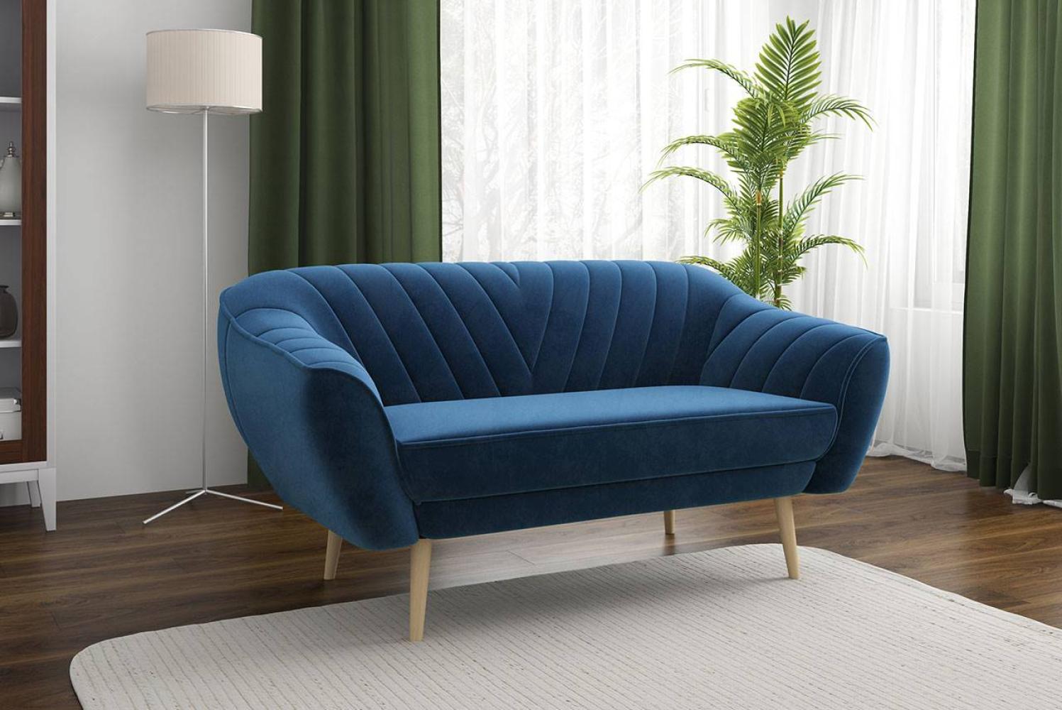 Klassische Sofas, Lounge-sofa, Ziernähte - MIA - 3 Sitzer - Dunkelblau Velours Bild 1