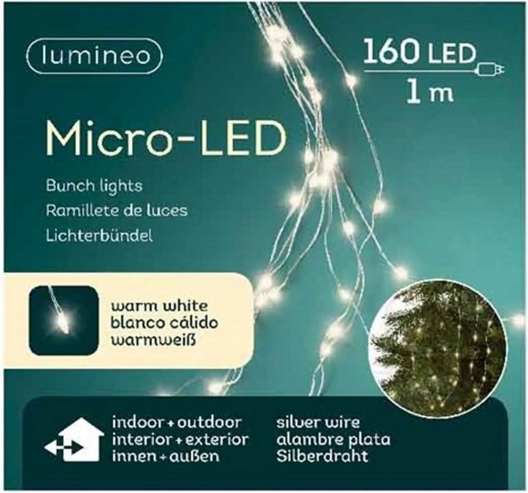 Kaemingk LED-Lichterkette Micro LED Lichtbuendel Outdoor L. 100cm 160L silber/warmes weiss Bild 1