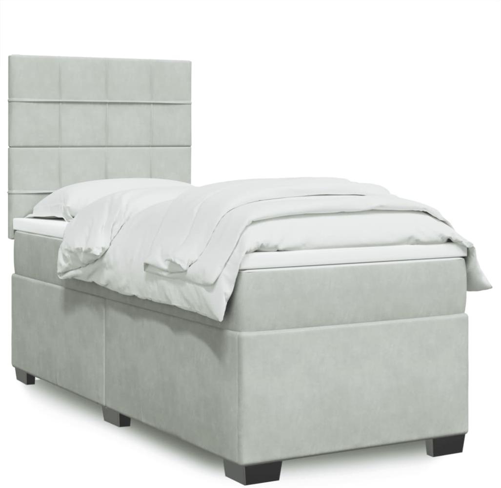 vidaXL Boxspringbett mit Matratze Hellgrau 90x190 cm Samt 3293086 Bild 1