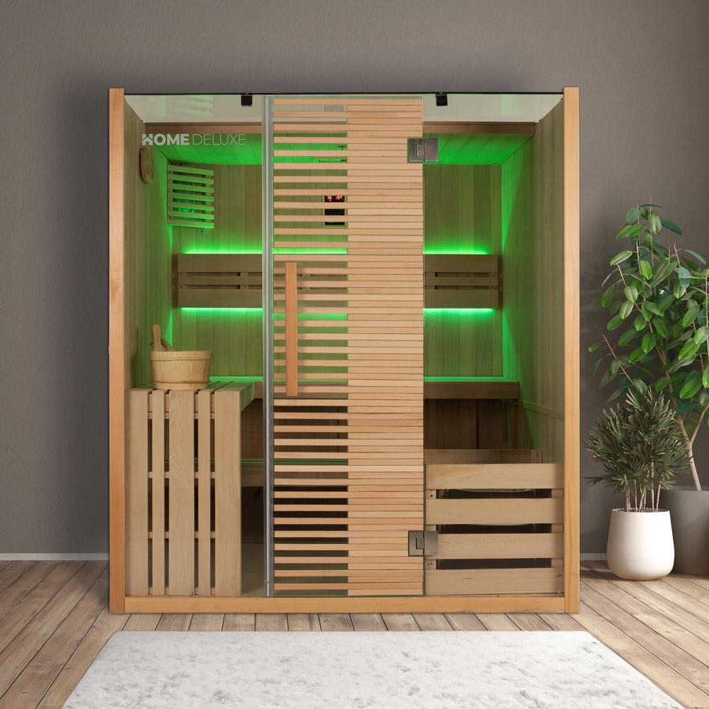 Home Deluxe 'Omaha' Traditionelle Sauna, 4 Personen, Massivholz natur, 200 x 150 x 180 cm Bild 1