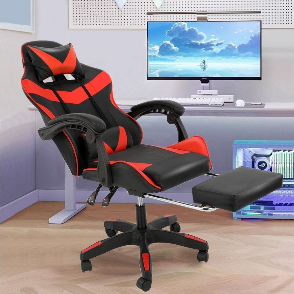 LETGOSPT Gaming Chair Ergonomischer Gaming-Stuhl, Verstellbare Bürostuhl Massage Gamer Stuhl, Gaming Chair mit Kopfkissen Lendenkissen,Gamer-Stuhl für Erwachsene Bild 1