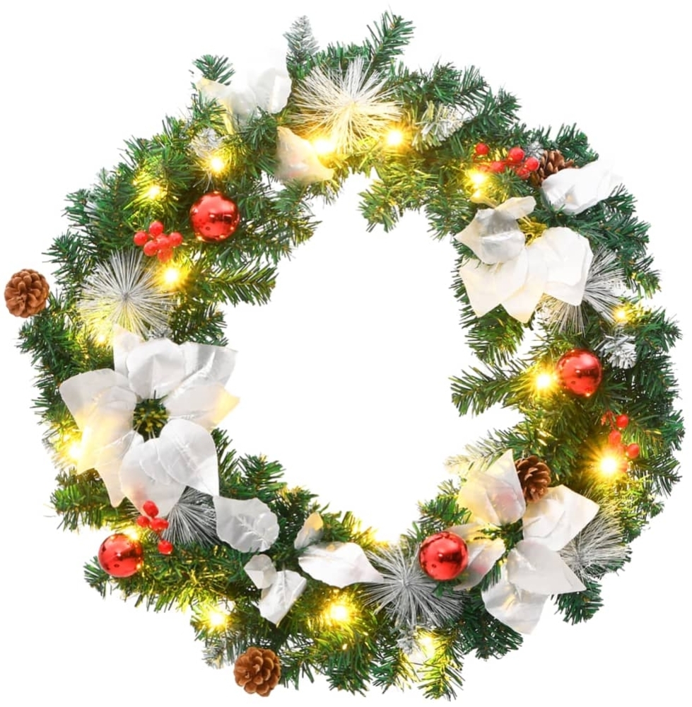 vidaXL Weihnachtskranz mit LED-Leuchten Grün 60 cm PVC 321516 Bild 1