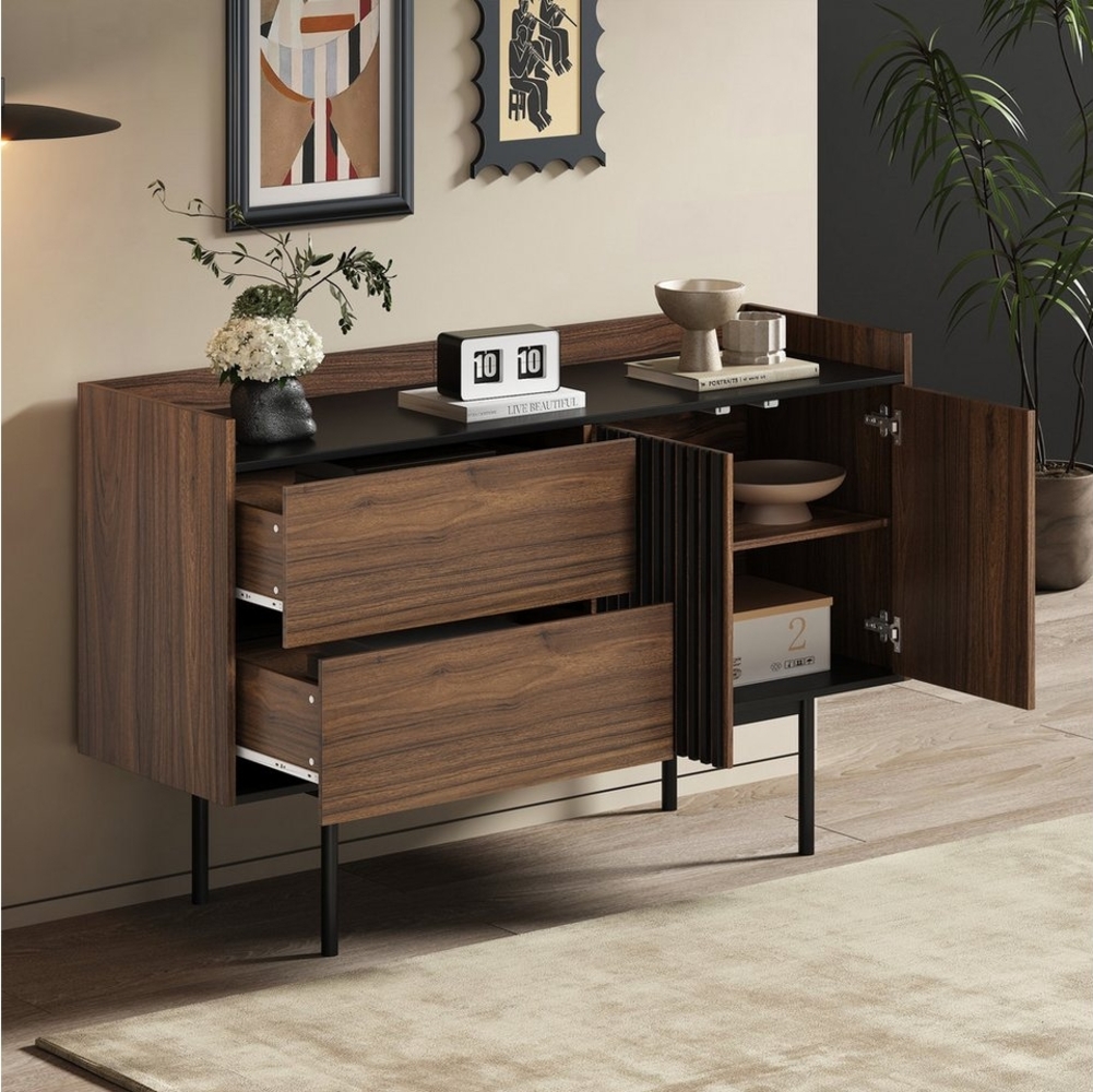 Odikalo Anrichte Schrank Schließfach Vorratsschrank, Kommode Schubladen Natur/Braun Bild 1