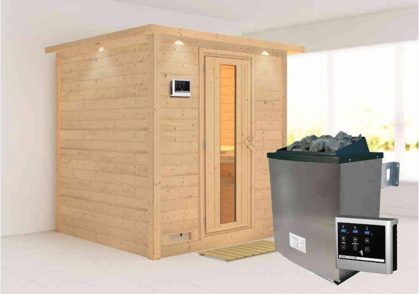 Karibu Sauna Innenkabine Mojave Innensauna 3 Sitzbänke aus Holz Saunakabine mit 40 mm Wandstärke Dampfsauna mit Montagematerial Bild 1