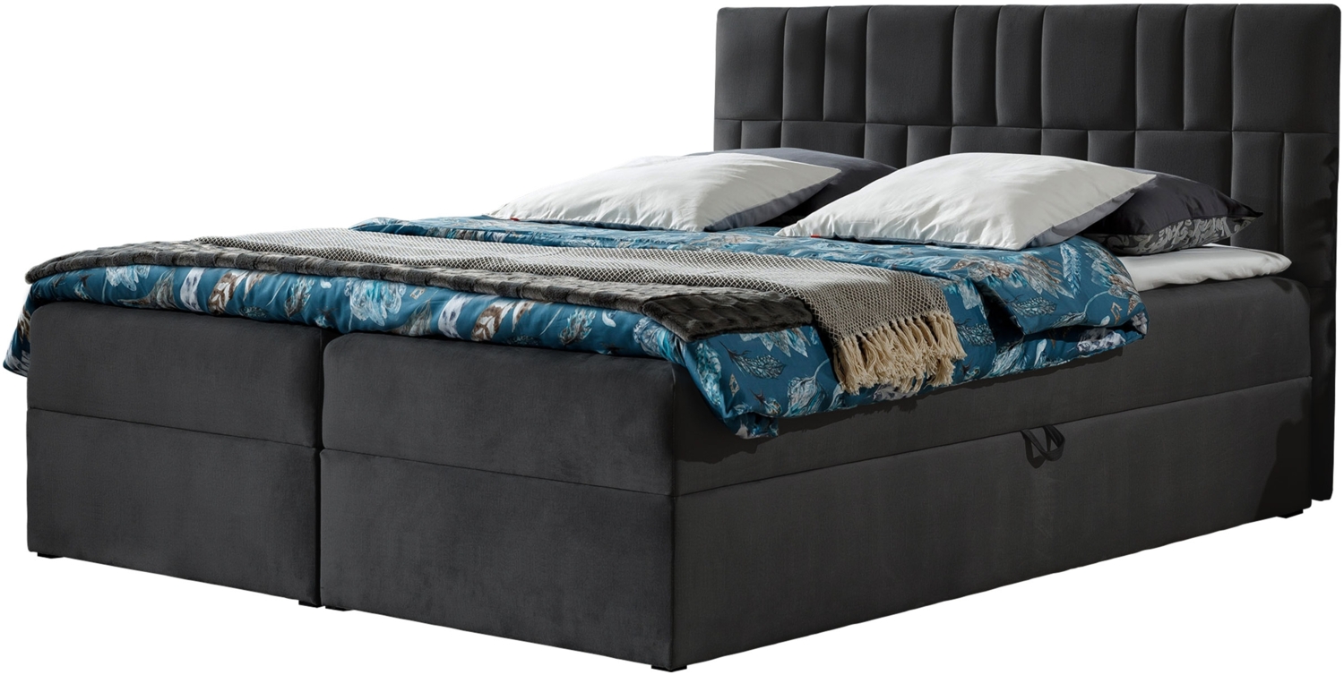 Boxspringbett Trifoli III, Dunkelgrau, 160 x 200 cm Bild 1