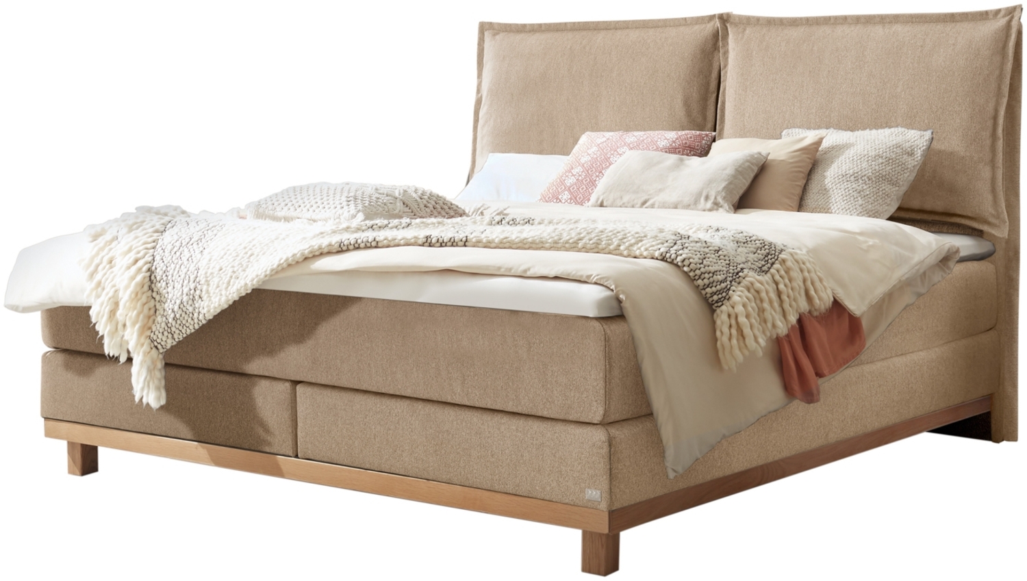 Zamora Boxspringbett braun Eiche MassivholzPolyester/Polyamid/Viskose 203cm x 212cm x 128cm Bild 1