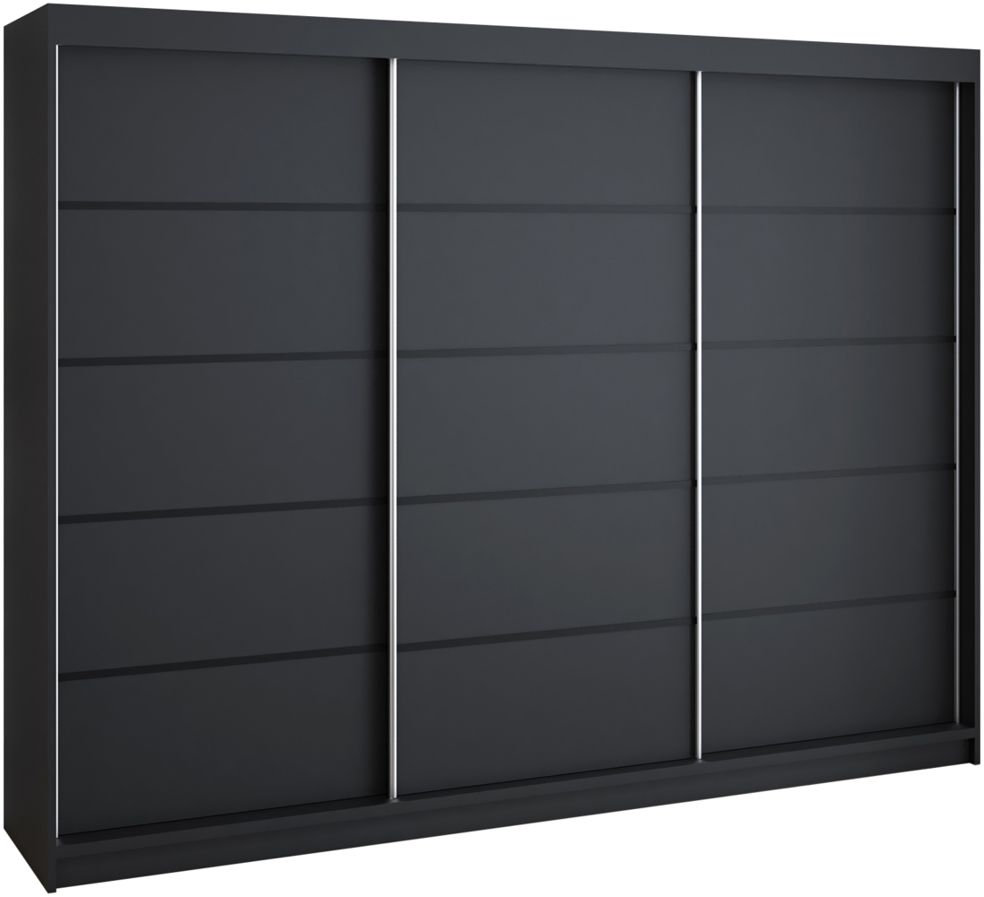 Schwebetürenschrank MES 2-türig Schrank 200 cm (mit Spiegel) Farbe: Schwarz Bild 1