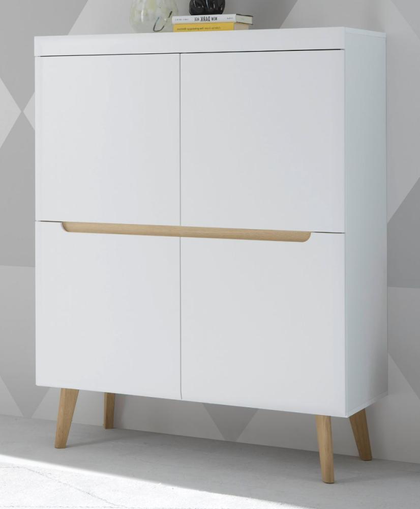 Highboard Isgard in weiß und Eiche 107 x 134 cm Bild 1