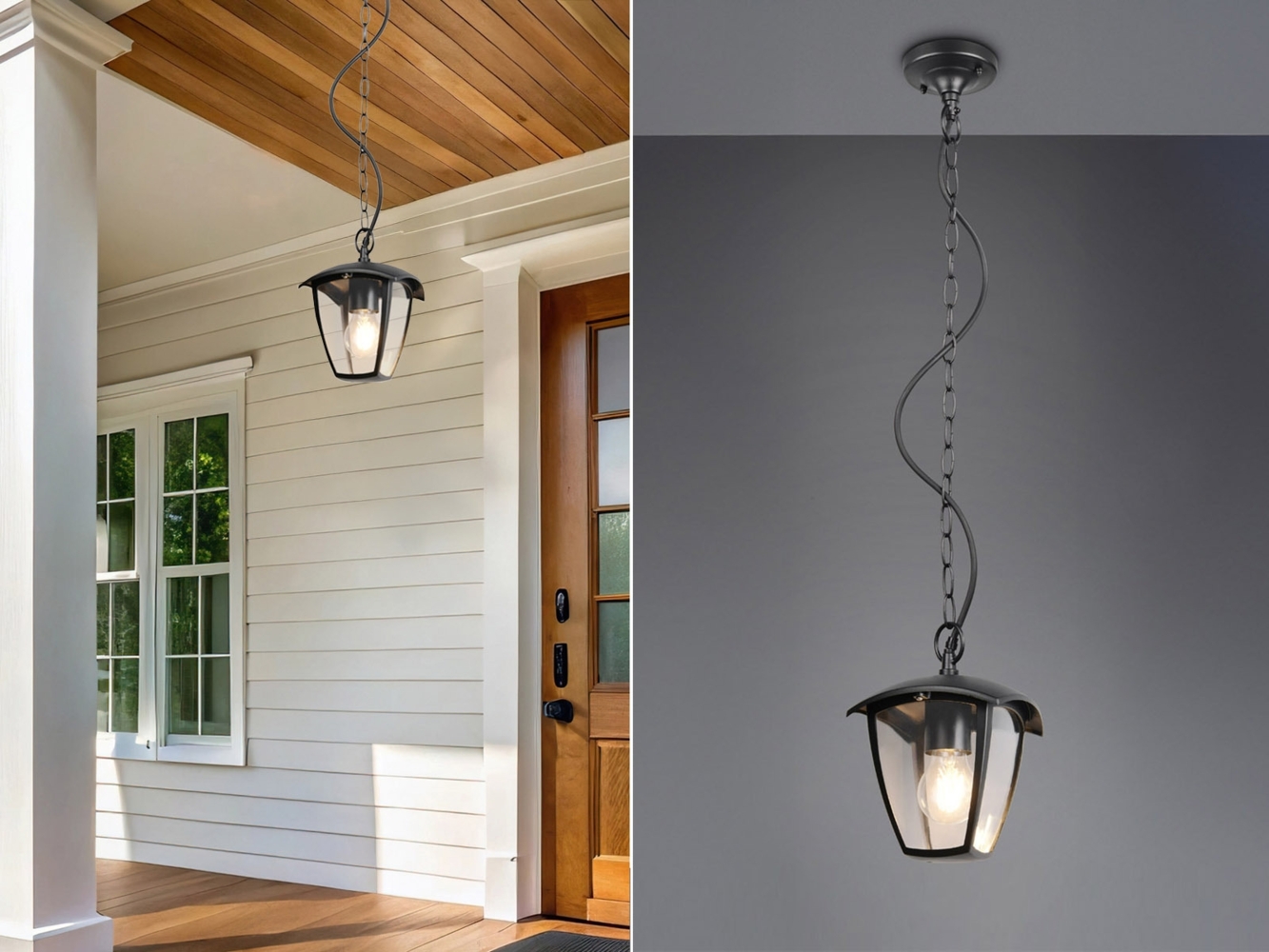 LED Außenhängeleuchte im Landhausstil aus Aluminium Schwarz, 17x17cm Bild 1