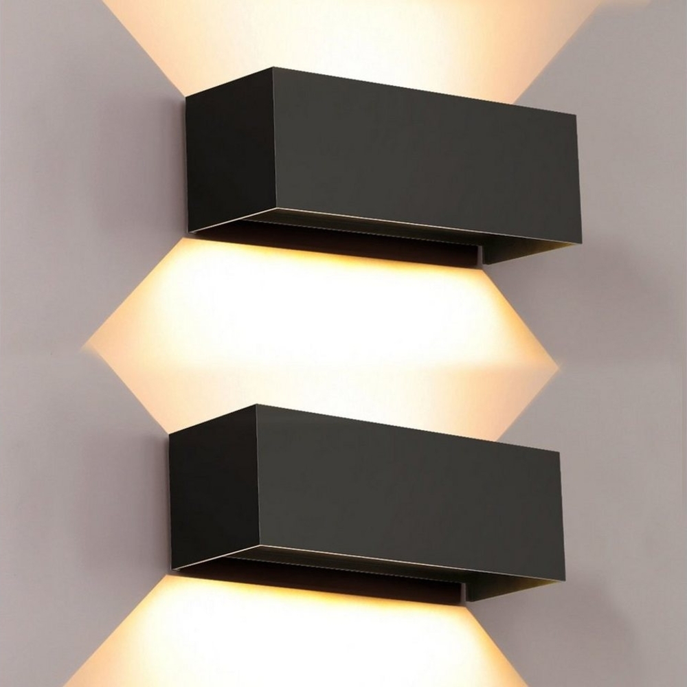 LETGOSPT Wandleuchte 21W Quader LED Wandleuchte Innen/Außen,Auf und ab Strahl Einstellbarer, LED fest integriert, Warmweiß, IP65 Wasserdichte,für Schlafzimmer Wohnzimmer, Hotel, Terrasse Bild 1