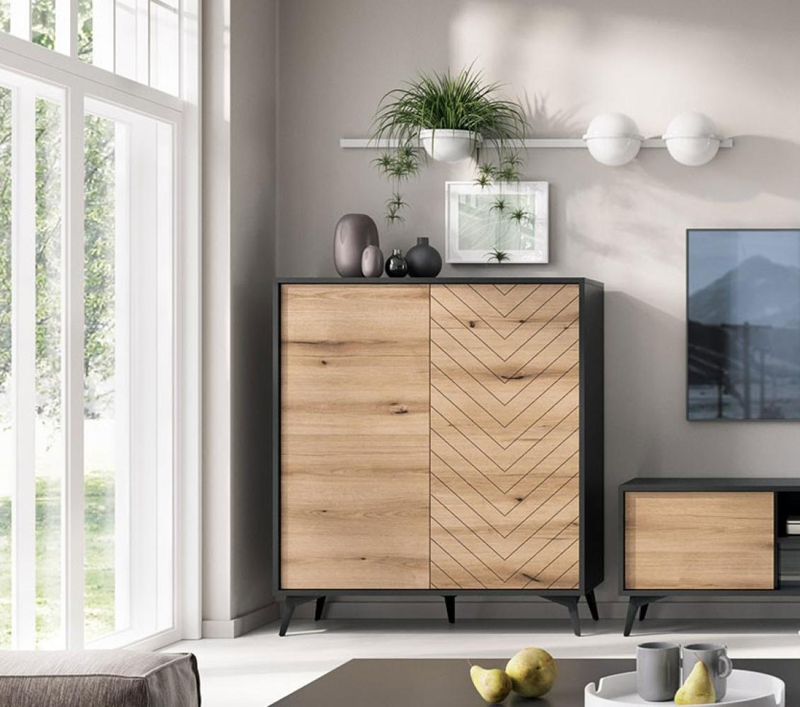 Highboard Diamond Kommode 103,5cm Evoke Oak schwarz Bild 1