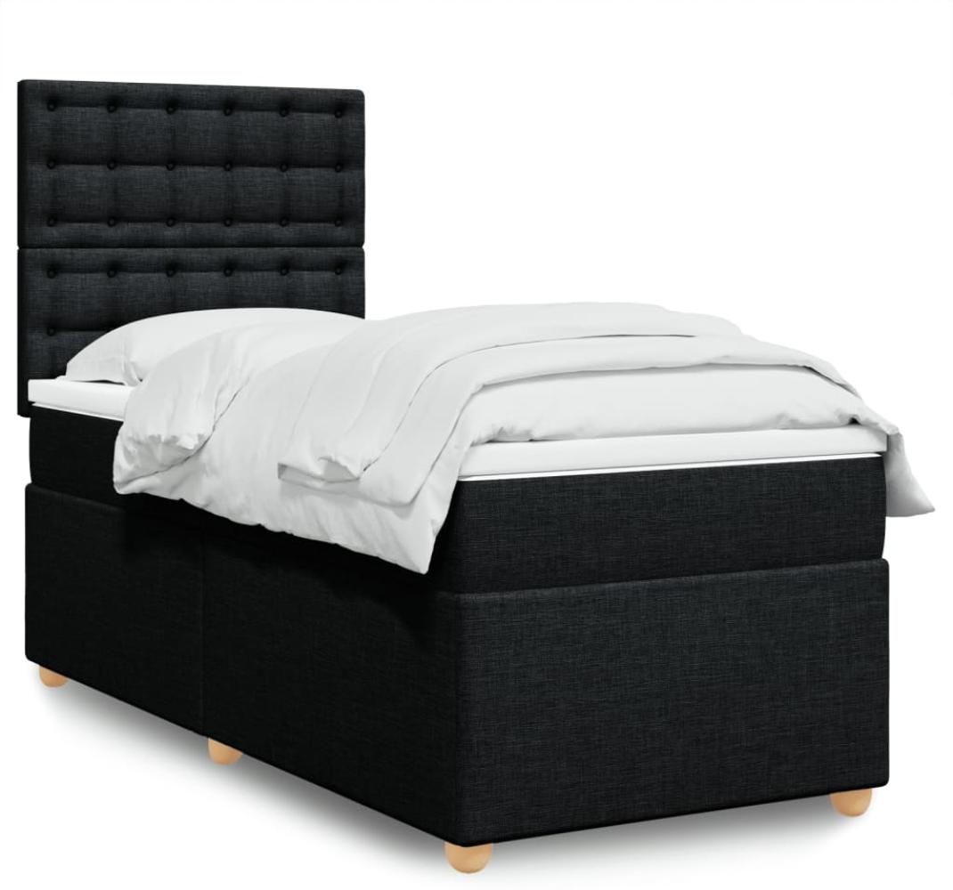 vidaXL Boxspringbett mit Matratze Schwarz 90x200 cm Stoff 3293479 Bild 1