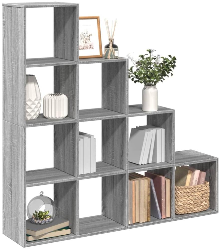 vidaXL Raumteiler-Bücherregal 4 Stufen Grau Sonoma 131,5x29x131,5 cm 857972 Bild 1