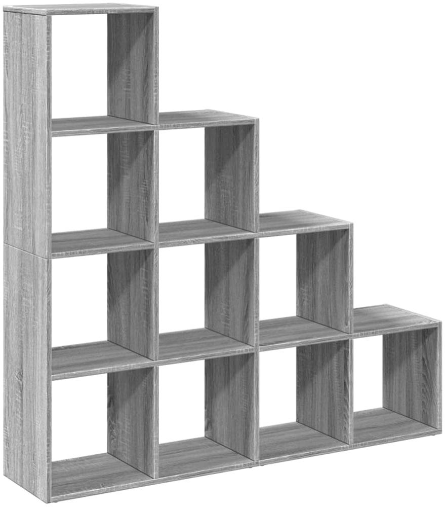vidaXL Raumteiler-Bücherregal 4 Stufen Grau Sonoma 131,5x29x131,5 cm 857972 Bild 1