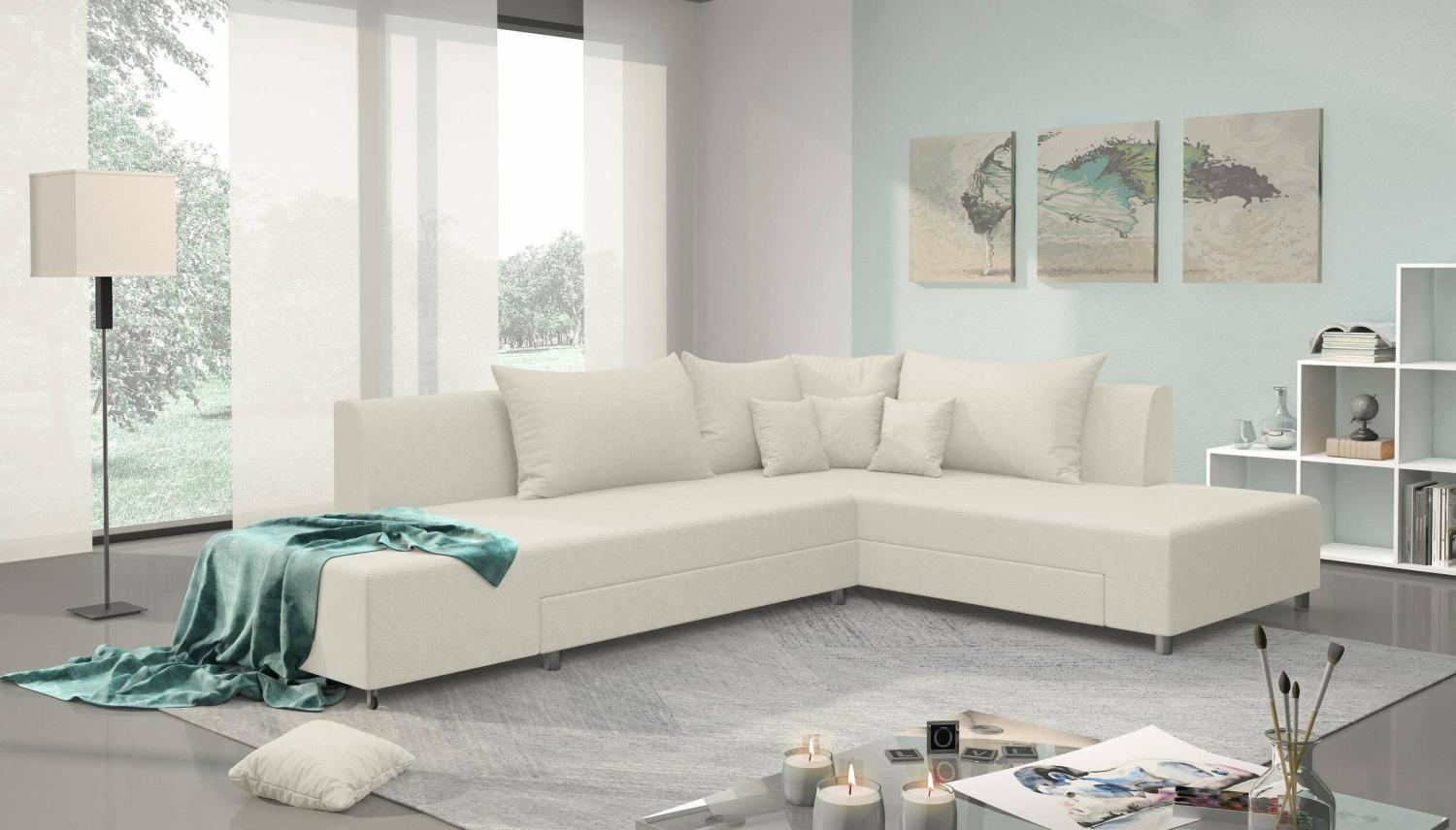 Stylefy Livia Ecksofa Beige Velours Bild 1