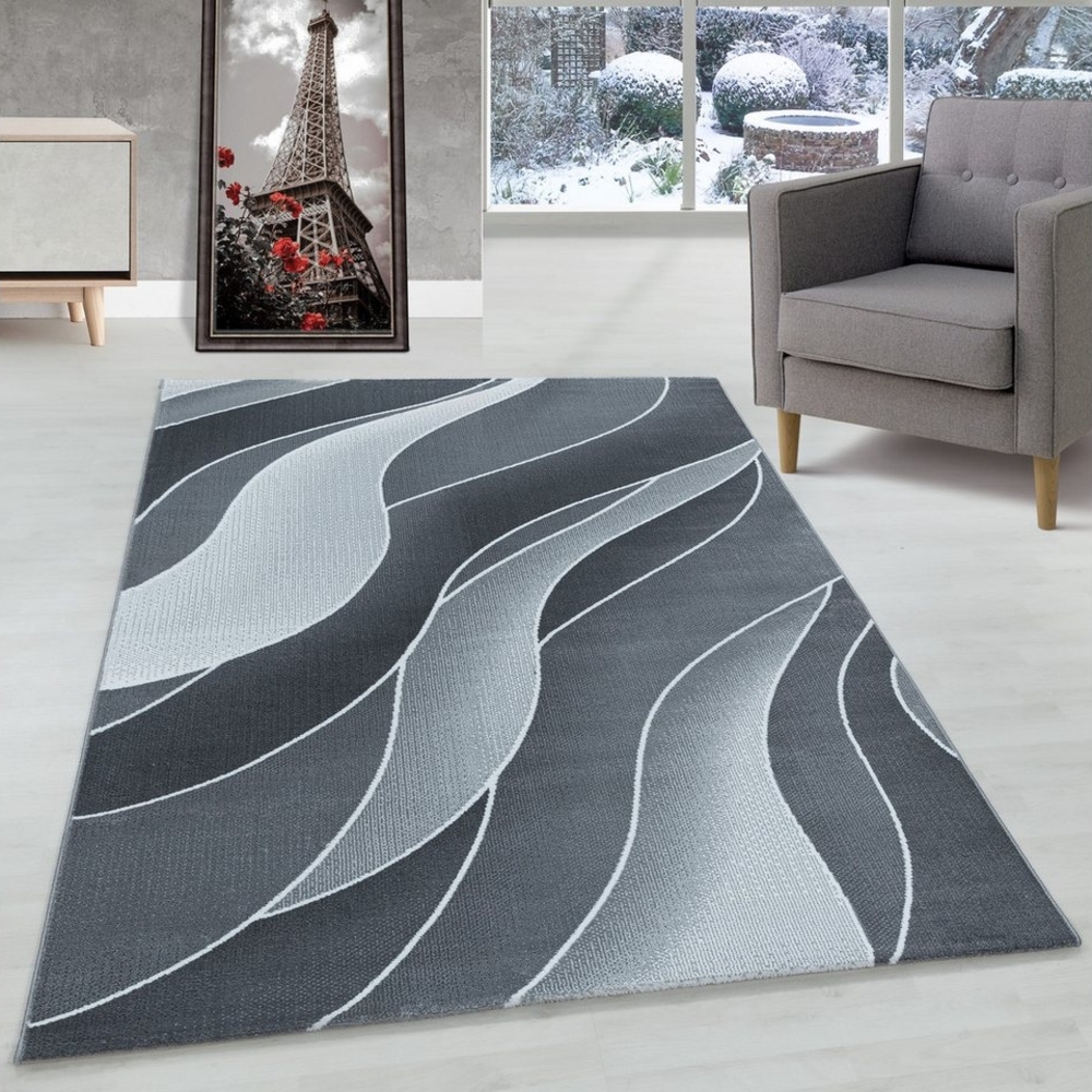 Carpettex Designteppich Wellen Design, Läufer, Höhe: 9 mm, Kurzflor Teppich Wellen Design Teppich Grau Teppich Wohnzimmer Bild 1
