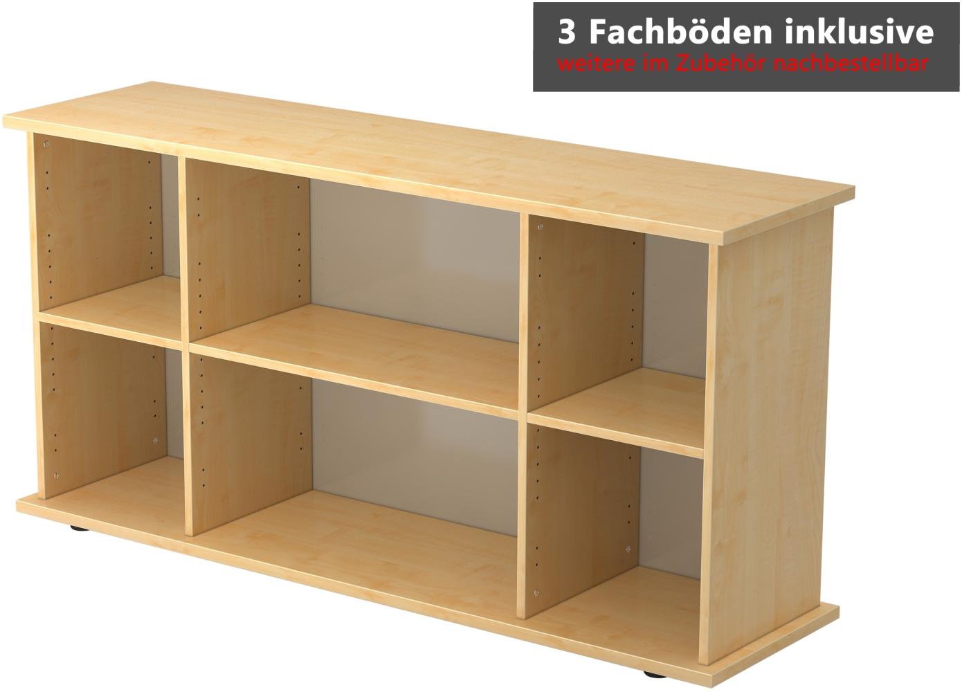 bümö Regal-Sideboard Ahorn, Büro Standregal & Kommode für 2 Ordnerreihen - Bücherregal klein 166 cm breit, Aktenregal für Ordner & Bücher, kleines Büroregal, Holzregal, Ordnerregal, SBOF-3 Bild 1