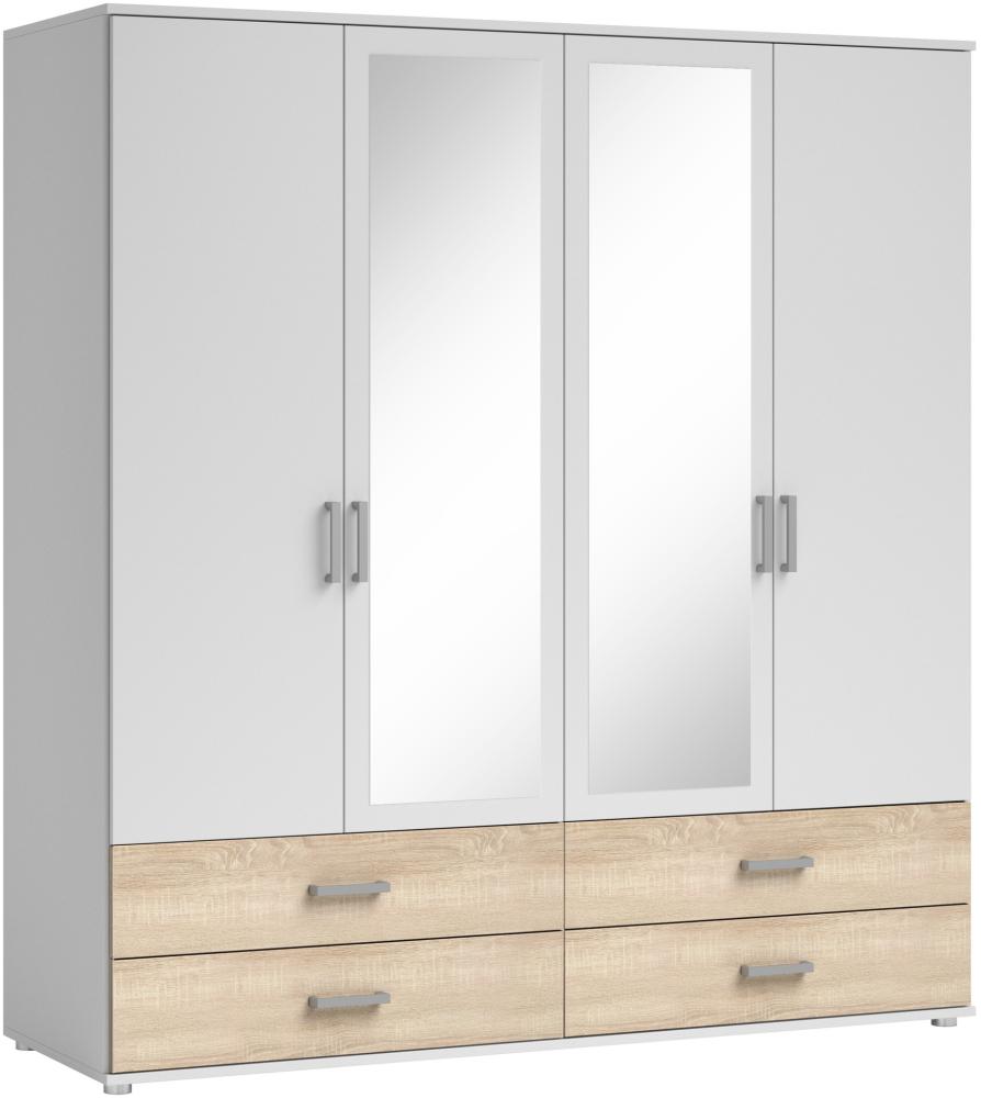 Kleiderschrank >Ivar< in Weiß Abs. Eiche Sonoma - 180x190x51cm (BxHxT) Bild 1