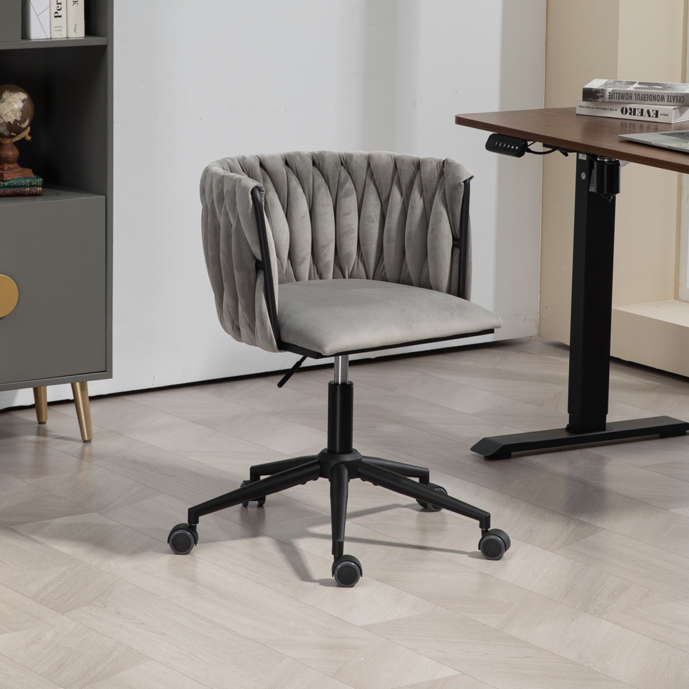 LVHOM Drehstuhl Bürostuhl,Polsterstuhl,Besucherstuhl,schwarzem Gestell, 360° drehbar, schöne, niedliche Eleganter Samt-Drehstühle Bild 1