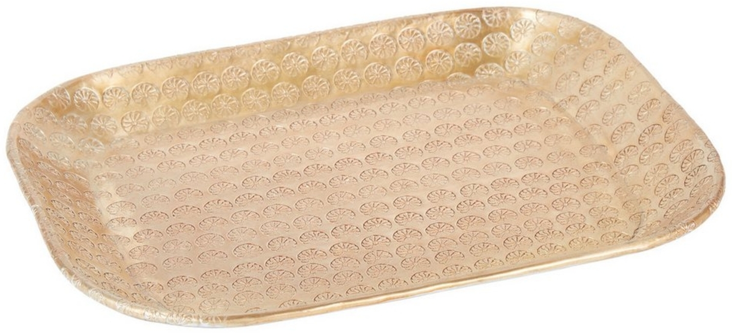 Marrakesch Orient & Mediterran Interior Dekotablett Tablett Kerzentablett Skandinavisch Janshir Gold 28cm Eckig, Handarbeit Bild 1