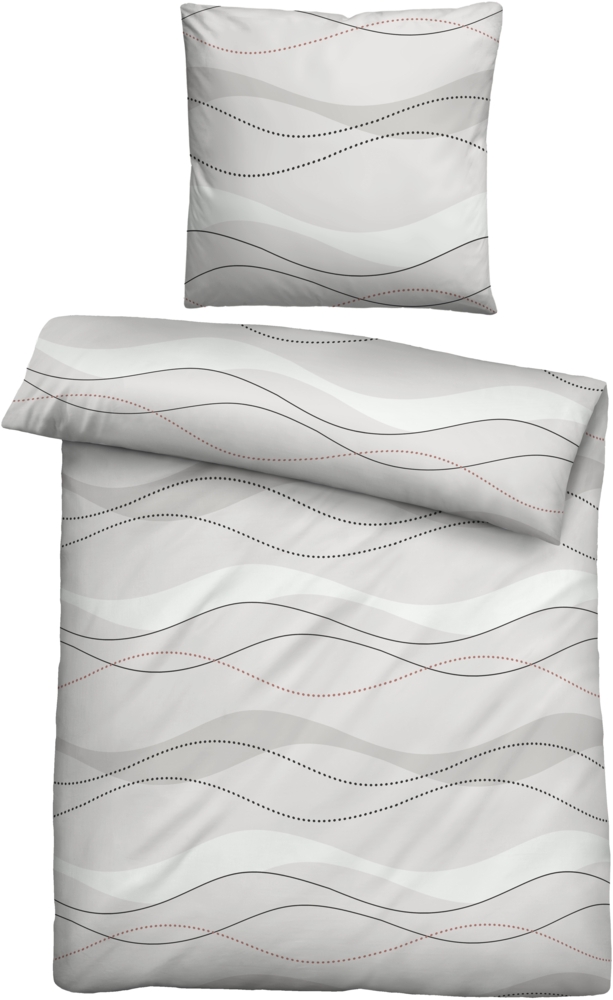 Traumhaft Schlafen  Castell  Markenbettwäsche 0560946 Mikrofaser Bettwäsche WELLE, grau, 1x 155x220 cm + 1x 80x80 cm Bild 1