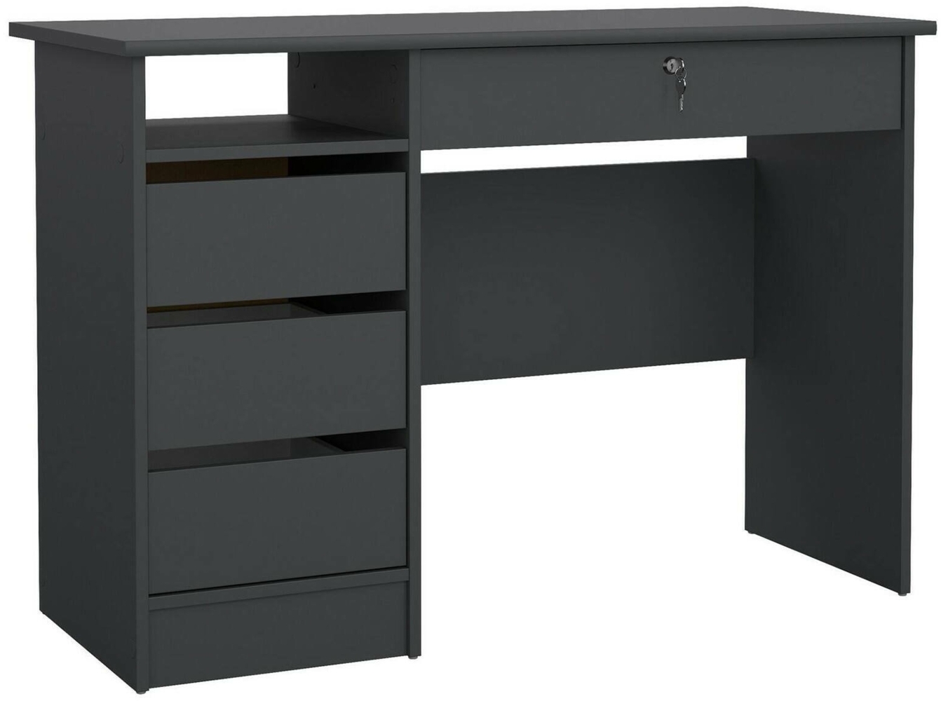 Dmora Schreibtisch Franklin, Mehrzweckschreibtisch, Bürotisch für PC, Eckschreibtisch, 109x49 h76 cm, Grau Bild 1