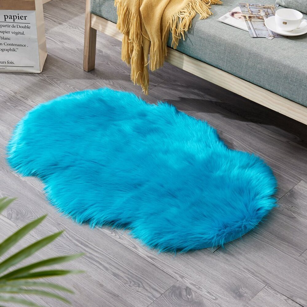 BTTO TEPP Hochflor-Teppich Fellteppich,Kunstfell,Weich,Hochflor Shaggy Teppiche,Wolkenform, Lila, Langflor Teppich 60X90cm,Einfarbig,Künstliches,5cm Flor Länge Bild 1