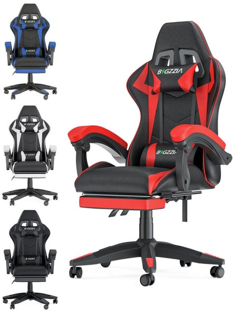 BIGZZIA Bürostuhl Gaming Stuhl mit Fußstütze - Gamer Stühle Ergonomisch mit Lendenkissen, Kopfstütze Gaming Chair Höhenverstellbar Computerstuhl Bild 1