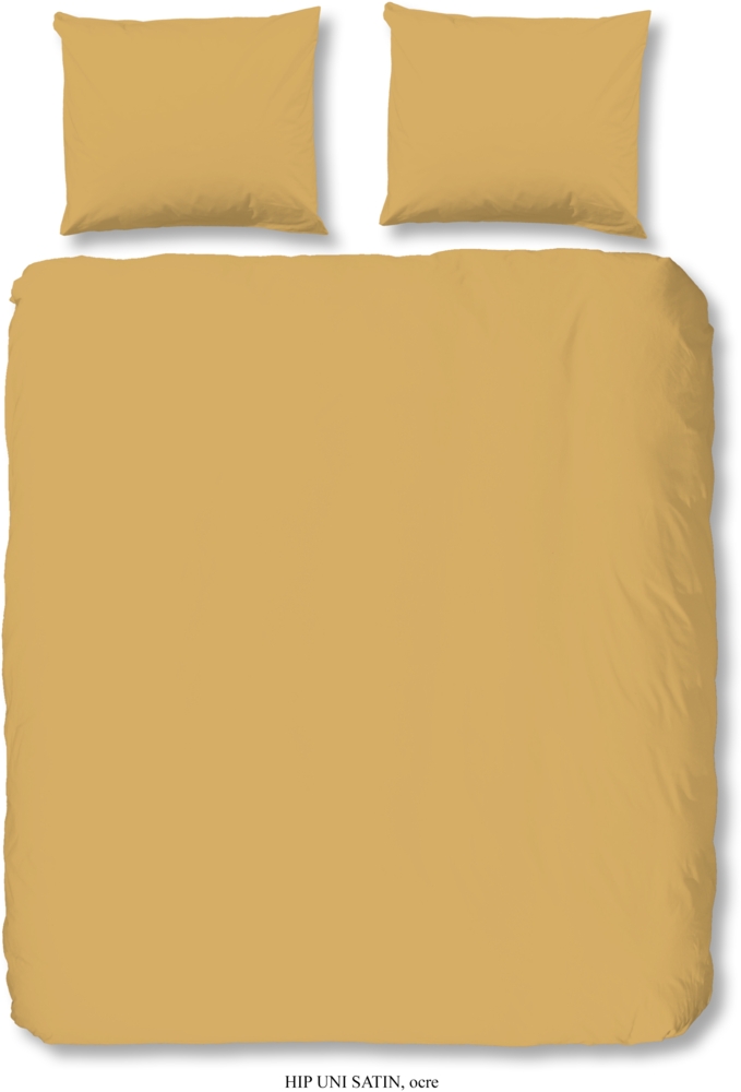 HIP Mako Satin Bettwäsche 2 teilig Bettbezug 135 x 200 cm Kopfkissenbezug 80 x 80 cm Uni Duvet Cover 0280.63.08 Ocre Bild 1