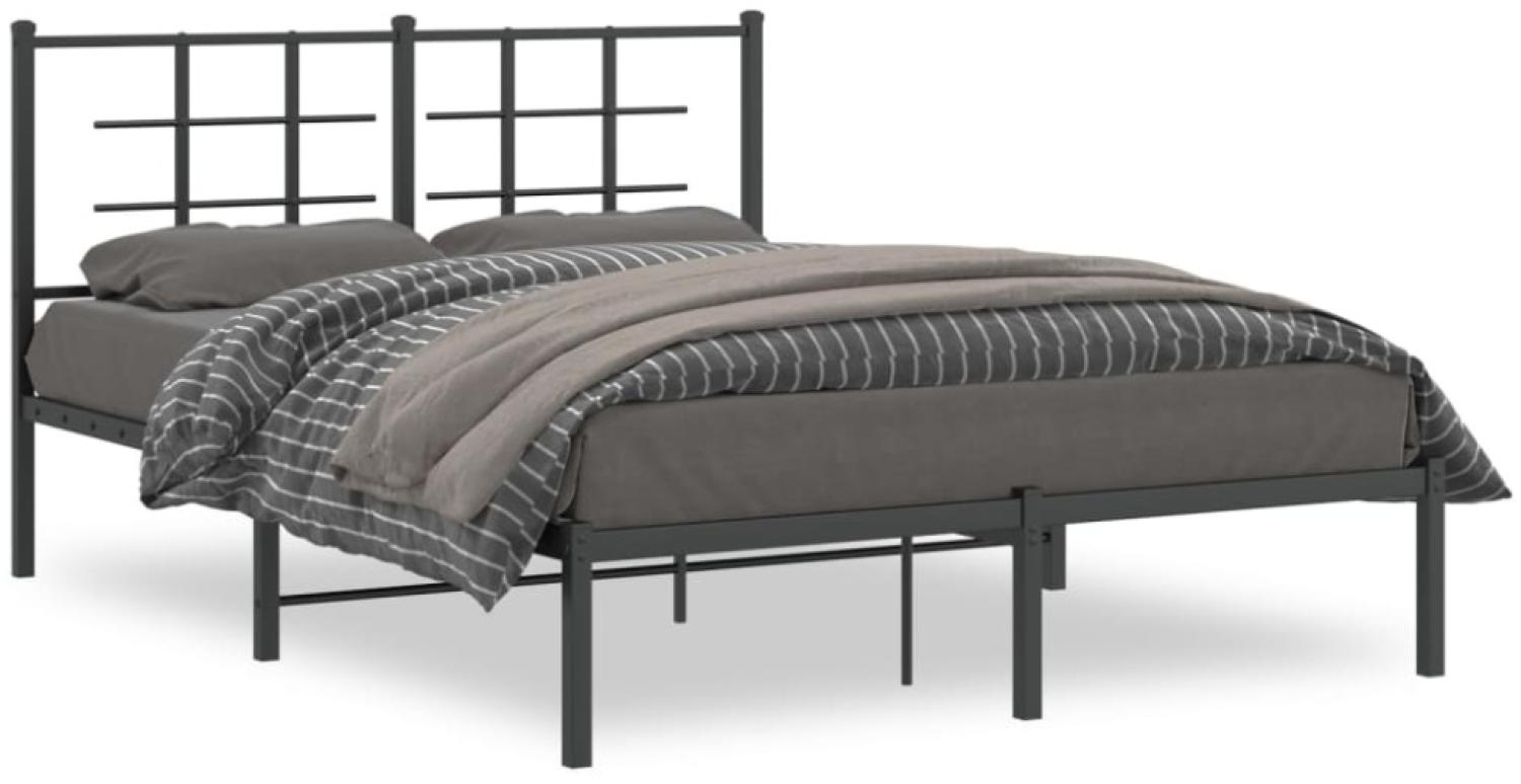 vidaXL Bettgestell mit Kopfteil Metall Schwarz 135x190 cm 355560 Bild 1