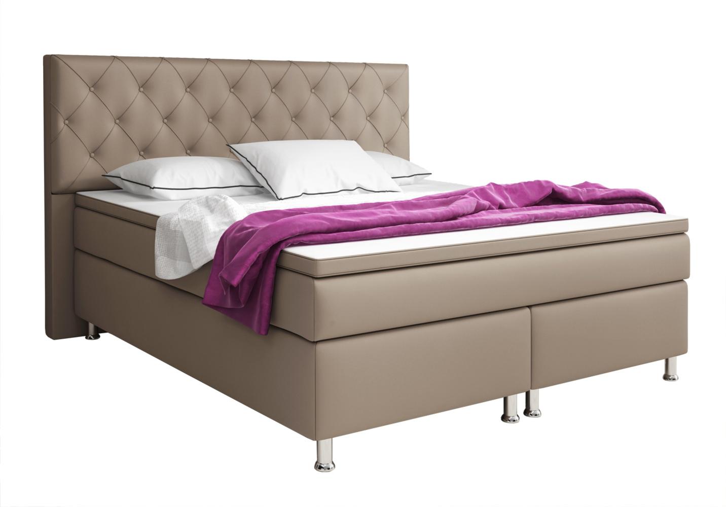 Boxspringbett Turin 180x200 cm Kunstleder Muddy Bild 1