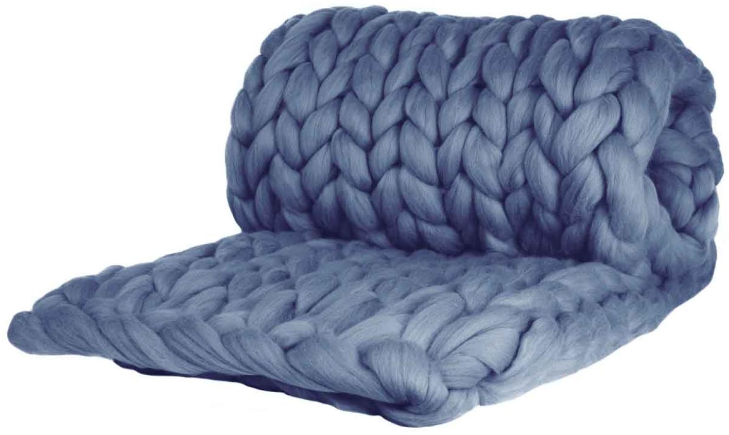 Wolldecke Cosima Chunky Knit large 130x180cm, rauchblau Bild 1