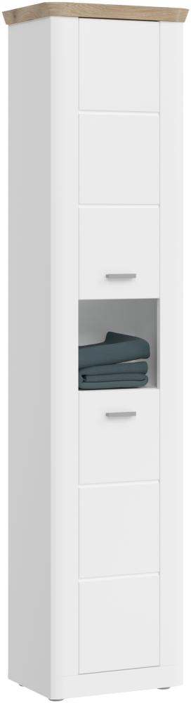 Hochschrank >Michigan< in weiß/weiß matt - 45 x 191 x 31 cm (BxHxT) Bild 1