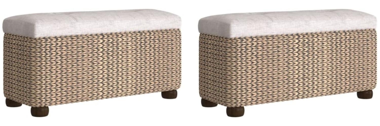 vidaXL Sitzbänke mit Stauraum und Kissen in Grau 2 Stk. 69 cm Rohrkolben 351812 Bild 1