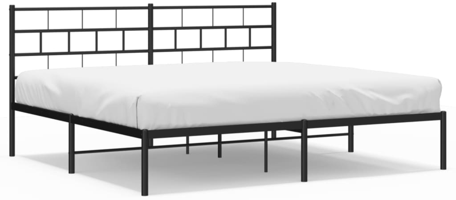 vidaXL Bettgestell mit Kopfteil, Metall, Schwarz, 193x203 cm Bild 1
