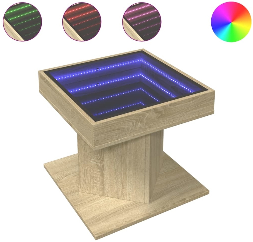 vidaXL LED-Couchtisch Sonoma Eiche 50x50x45 cm Holzwerkstoff 847562 Bild 1