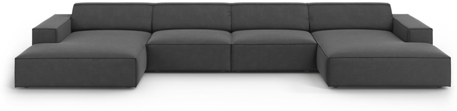 Micadoni 6-Sitzer Samtstoff Panorama Sofa Jodie | Bezug | Beinfarbe Black Plastic, Grau Bild 1