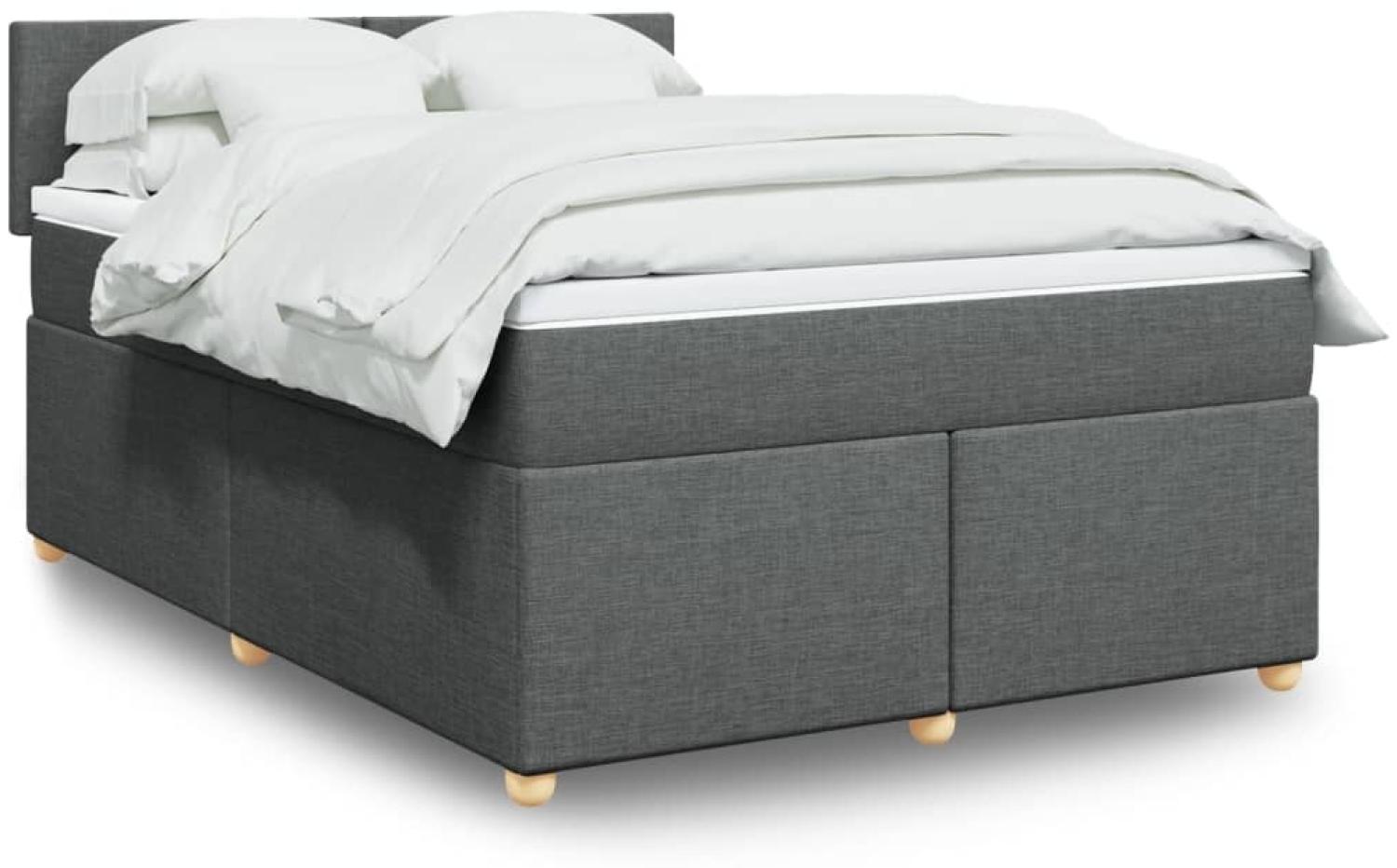 vidaXL Boxspringbett mit Matratze Dunkelgrau 140x200 cm Stoff 3288997 Bild 1