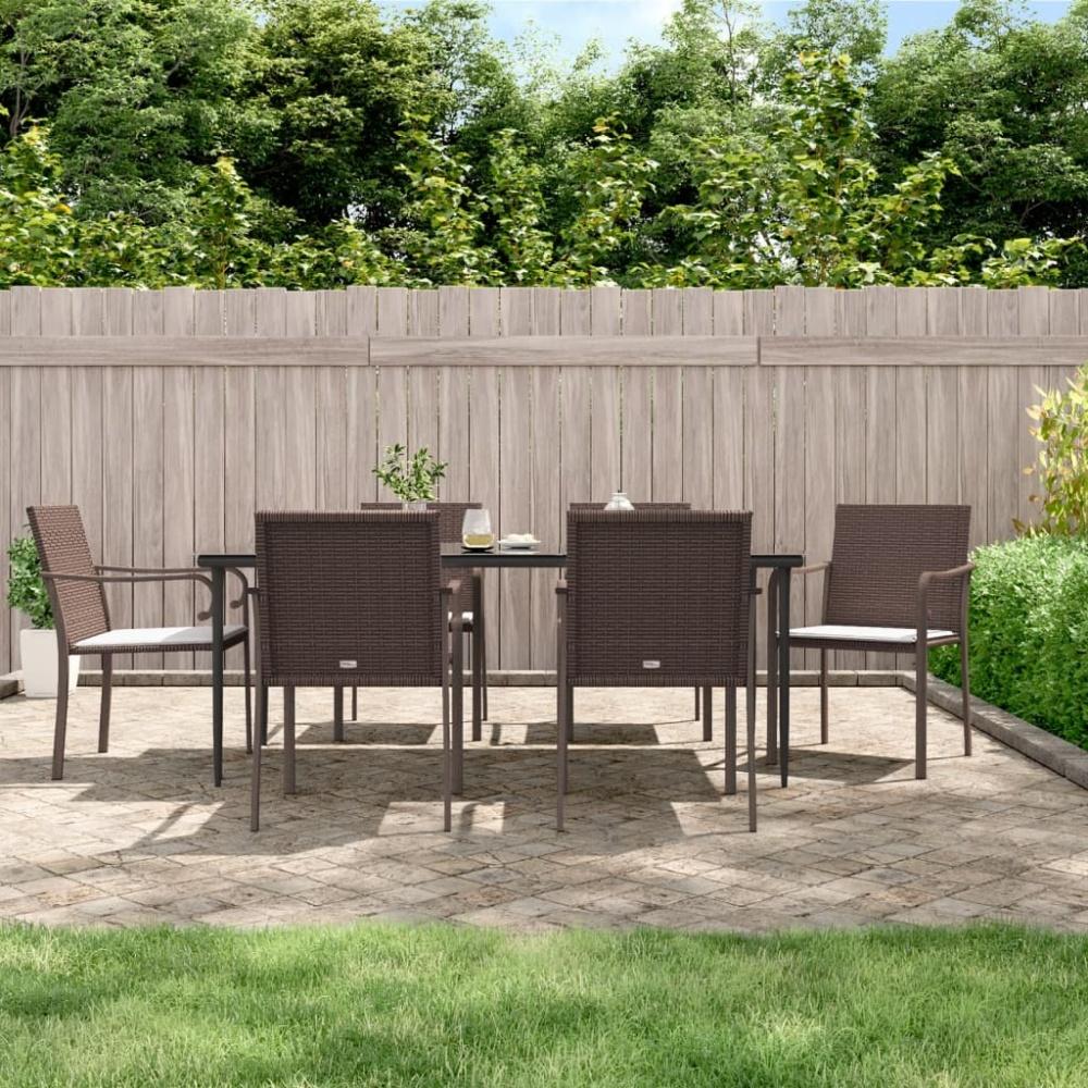 vidaXL Gartenstühle mit Kissen 6 Stk. Braun 56x59x84 cm Poly Rattan 3187074 Bild 1