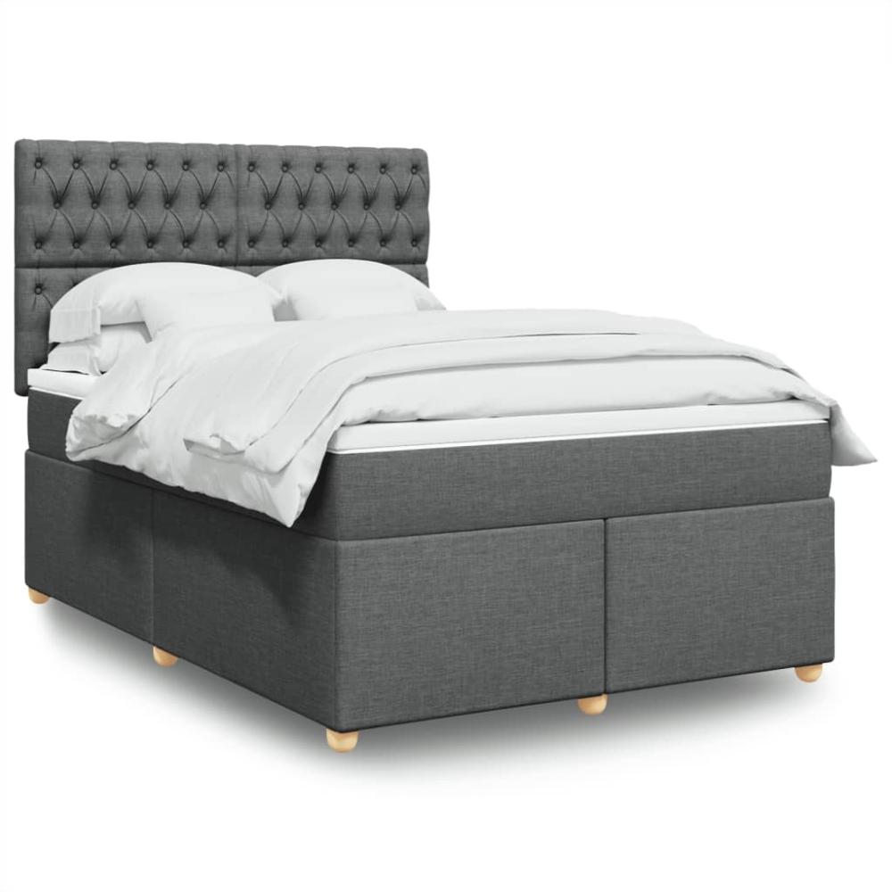 vidaXL Boxspringbett mit Matratze Dunkelgrau 140x190 cm Stoff 3293583 Bild 1