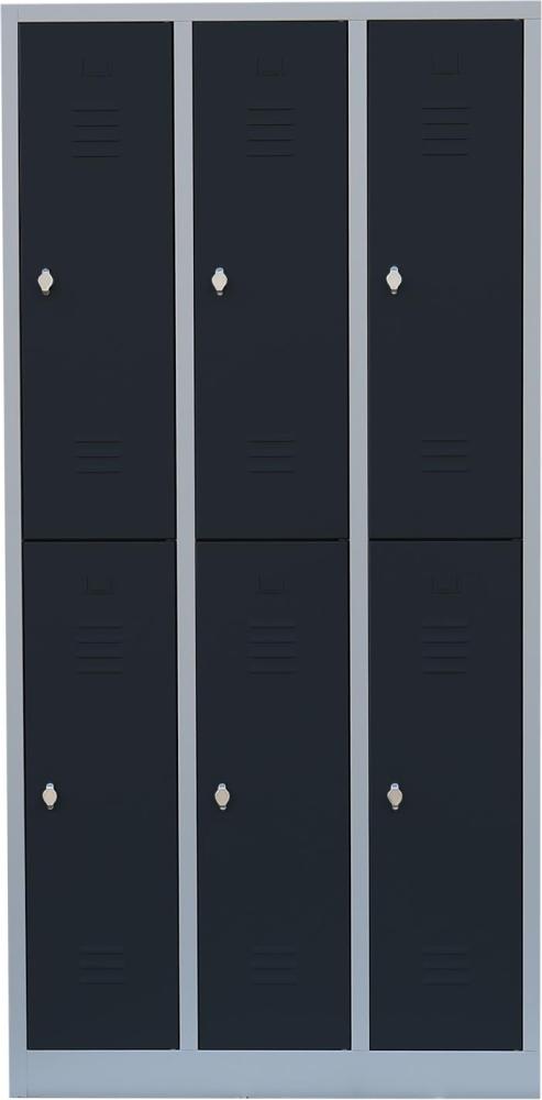 Spind Garderobenschrank Fächerschrank Schließfachschrank 180 x 88,5 x 50 cm grau/anthrzit 6 Fächer Abteilbreite ca 300mm 520238 Bild 1