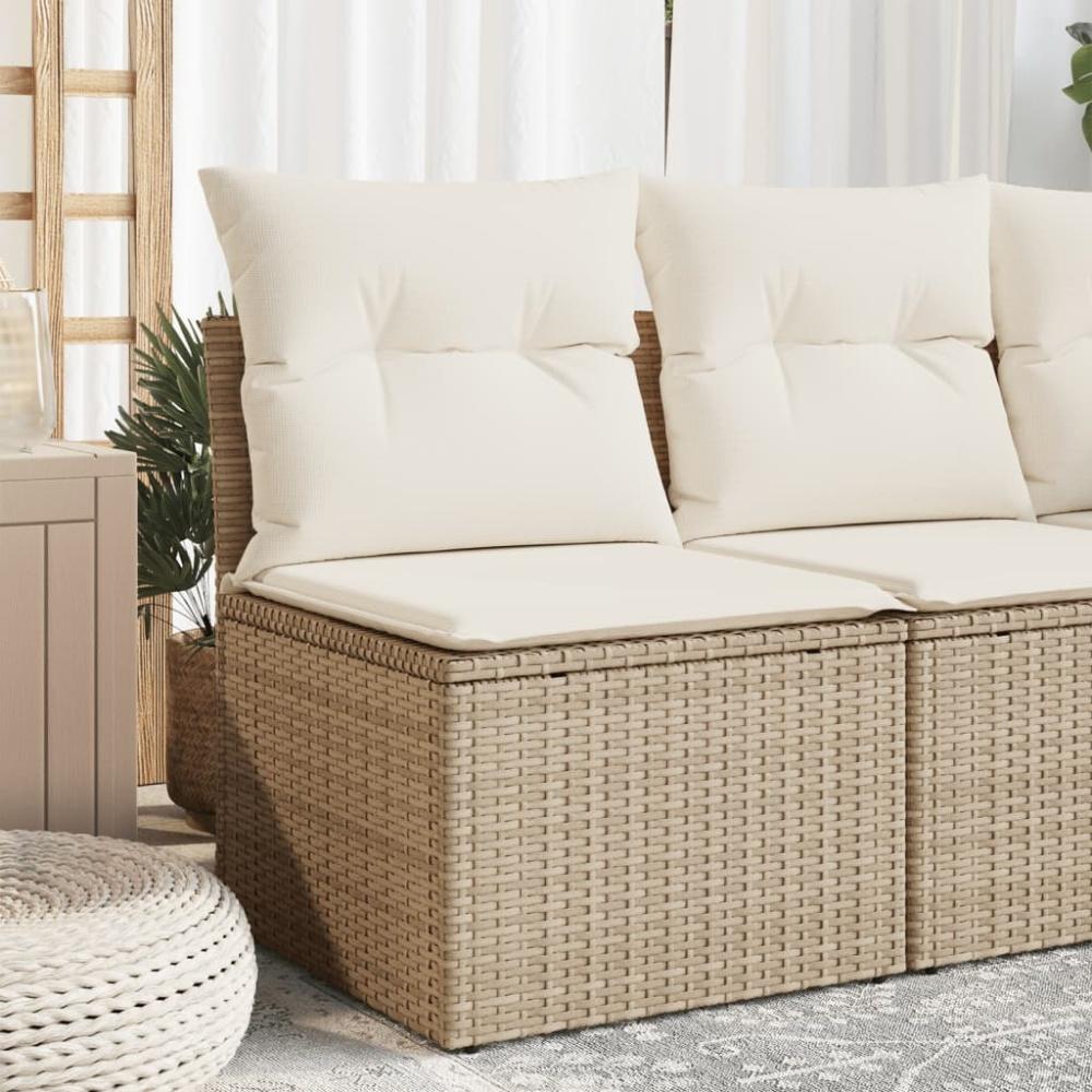 vidaXL Gartensofa ohne Armlehnen mit Kissen Beige Poly Rattan 366050 Bild 1