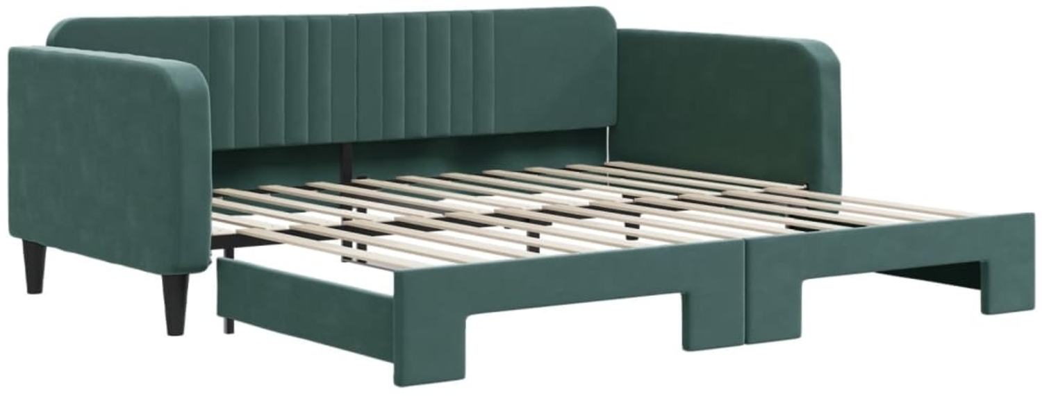 vidaXL Tagesbett Ausziehbar Dunkelgrün 100x200 cm Samt 3197072 Bild 1