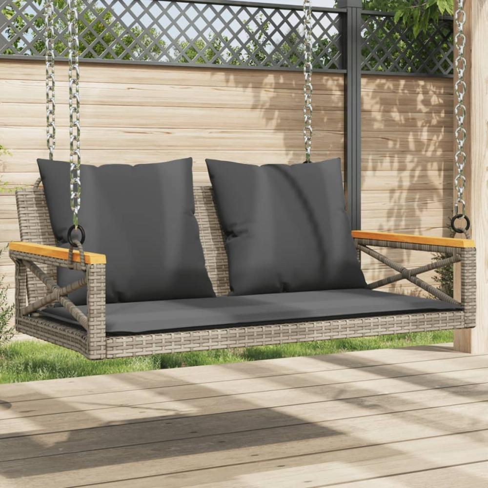 vidaXL Hängebank mit Kissen Grau 109x62x40 cm Poly Rattan 368156 Bild 1