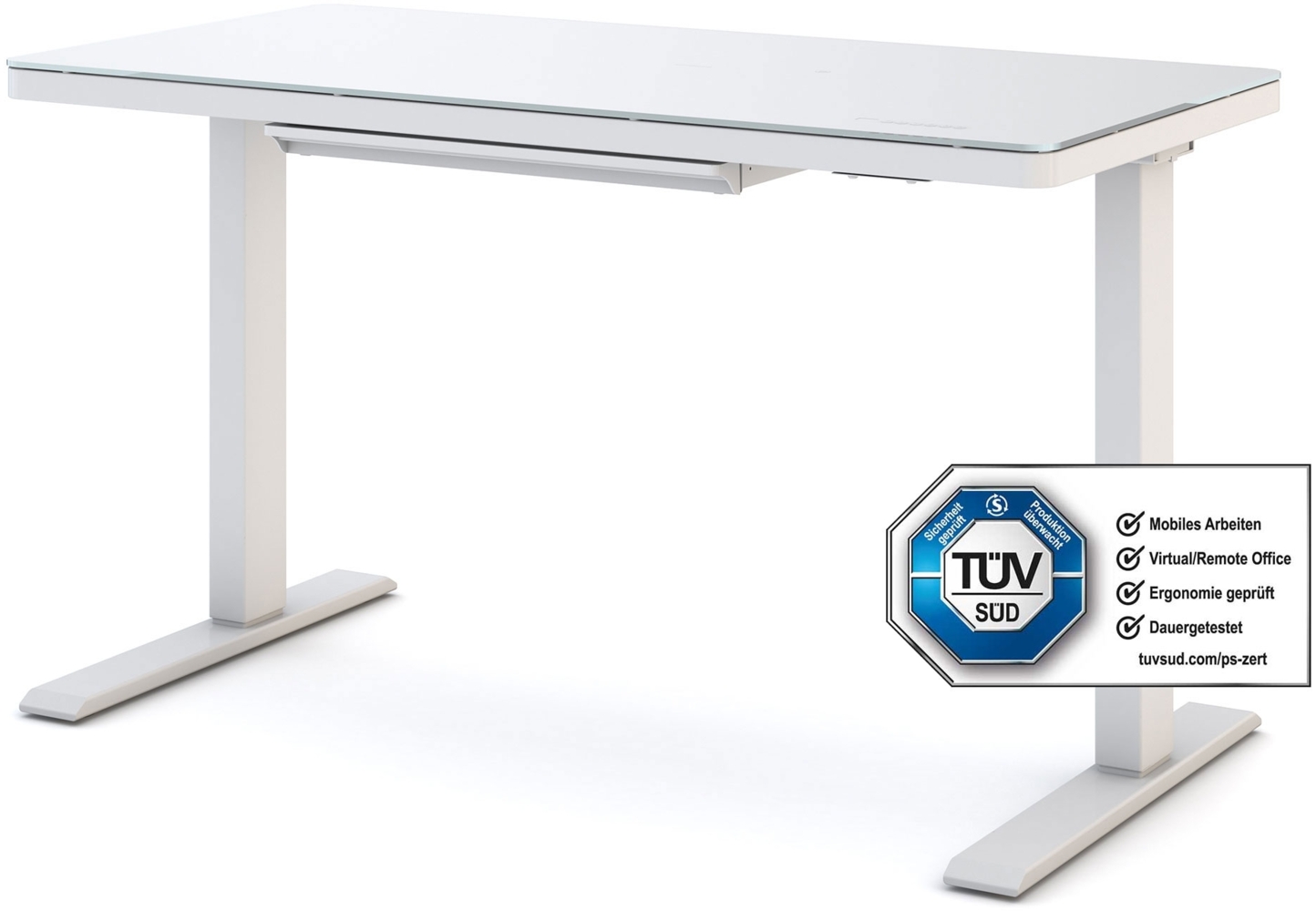 ASSMANN Höhenverstellbarer Schreibtisch Vindaro Weiß 120x60x118cm Metall Bild 1